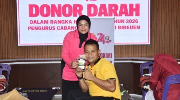Peringati HKGB Ke-74, Bhayangkari Cabang Bireuen Gelar Olah Raga dan Donor Darah